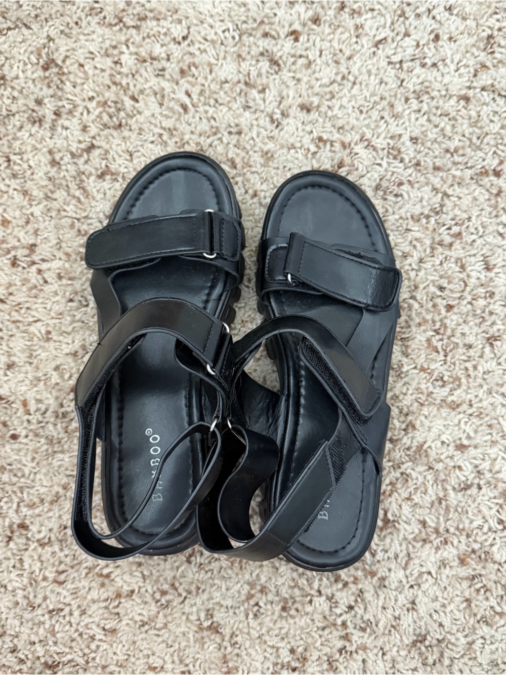 BAMBOO Black Women's Strappy Velcro Sandals